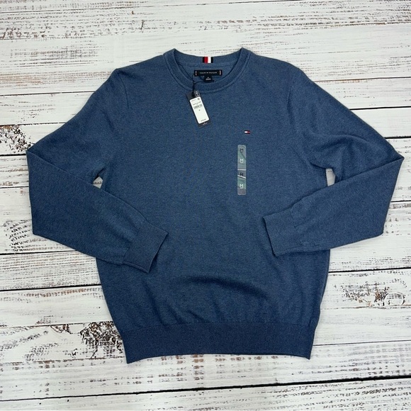 Tommy Hilfiger Men’s Size Medium Blue Crew Neck Sweater New - Picture 8 of 13